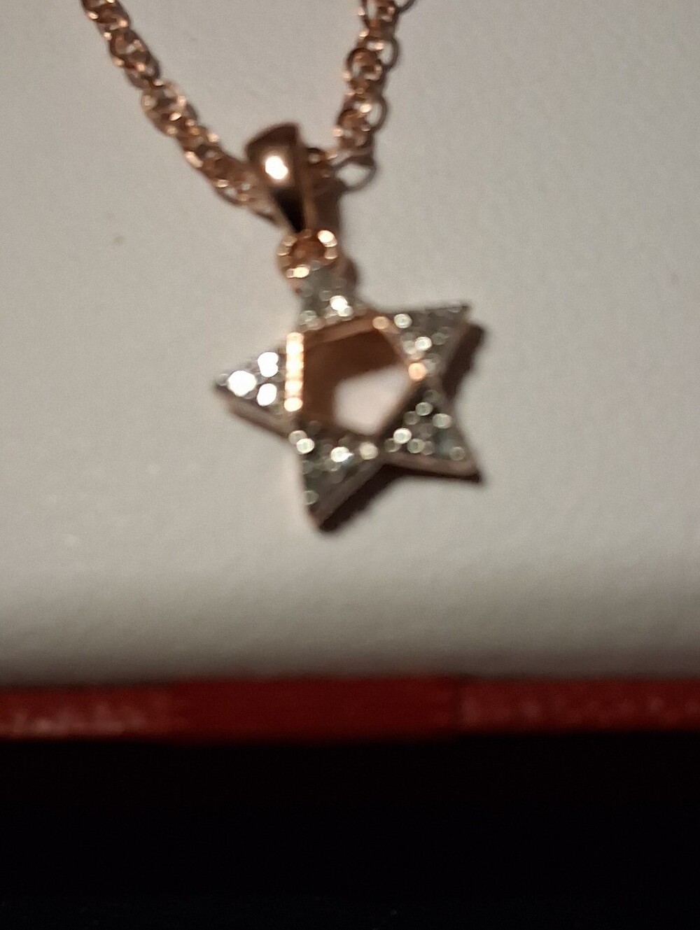 Rose Gold Star Pendant Necklace with Clear Accents